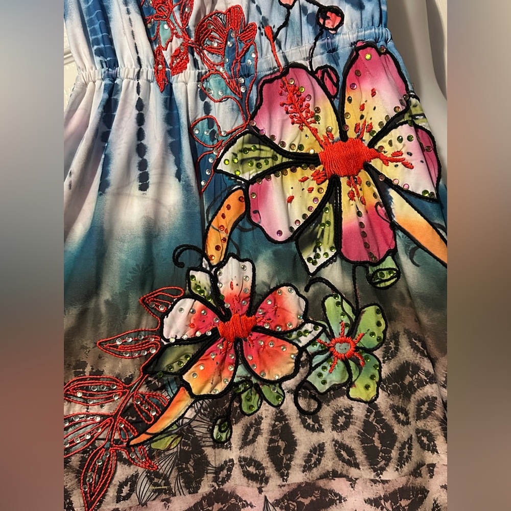Spy Zone Exchange XS Blue floral beach tank Floral Sleeveless Dress Multicolor - Picture 8 of 8